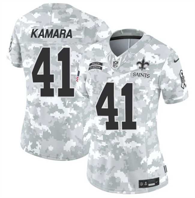 Womens New Orleans Saints #41 Alvin Kamara 2024 F.U.S.E Arctic Camo Salute To Service Limited Stitched Jersey Dzhi